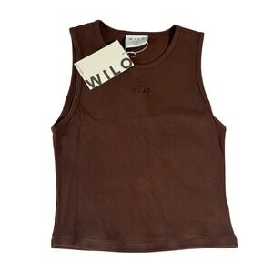 Wilo The Label Logo Rib Tank Chocolate Brown Sleeveless Top W6T395-ESP-M